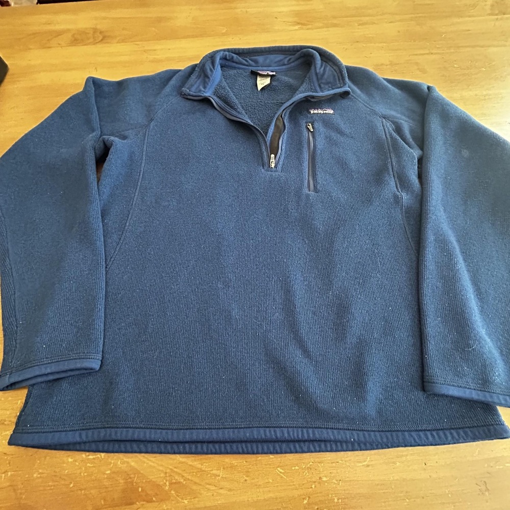 Patagonia Sweater Mens Medium Blue 1/4 Zip Fleece Pullover Outdoors Warm Layer